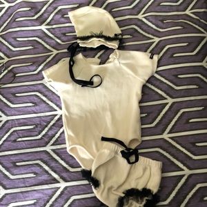 Little creative factory cream outfit with bonnet